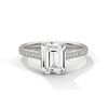 2.24 CT Emerald Cut Lab-Grown Diamond Solitaire Ring with Pavé Band