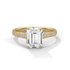 2.24 CT Emerald Cut Lab-Grown Diamond Solitaire Ring with Pavé Band