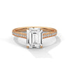 2.24 CT Emerald Cut Lab-Grown Diamond Solitaire Ring with Pavé Band