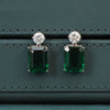 15.45 Ct Lab-Grown Diamond Tennis Necklace & Emerald-Cut Green Pendant Earring Set