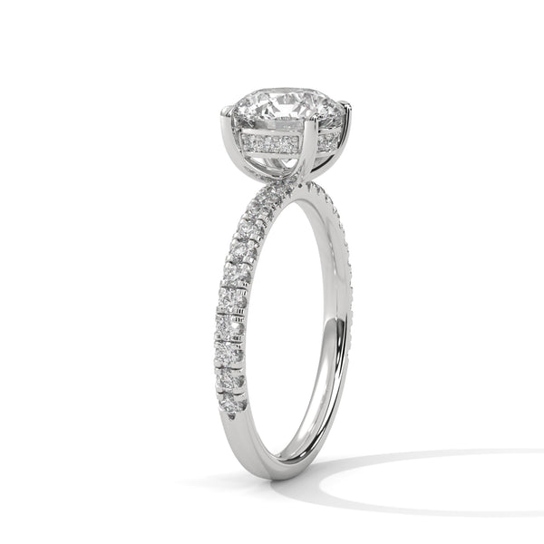 2.47 CT Round Cut Lab-Grown Diamond Pavé Engagement Ring