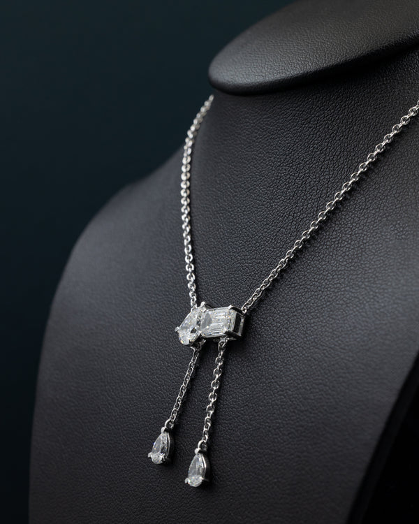 3.89 CTW Pear & Emerald Cut Lab-Grown Diamond Drop Necklace