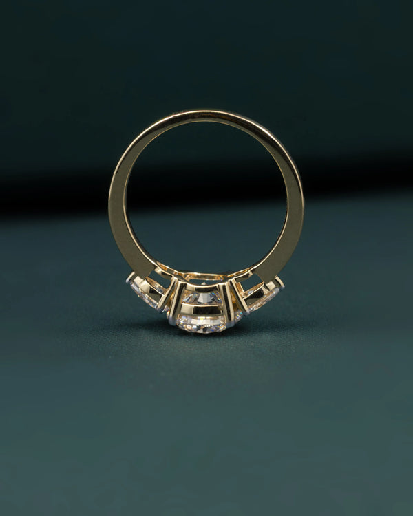 2.45 CT Round & Pear Cut CVD Lab-Grown Diamond Three Stone Ring