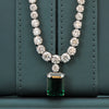 15.45 Ct Lab-Grown Diamond Tennis Necklace & Emerald-Cut Green Pendant Earring Set