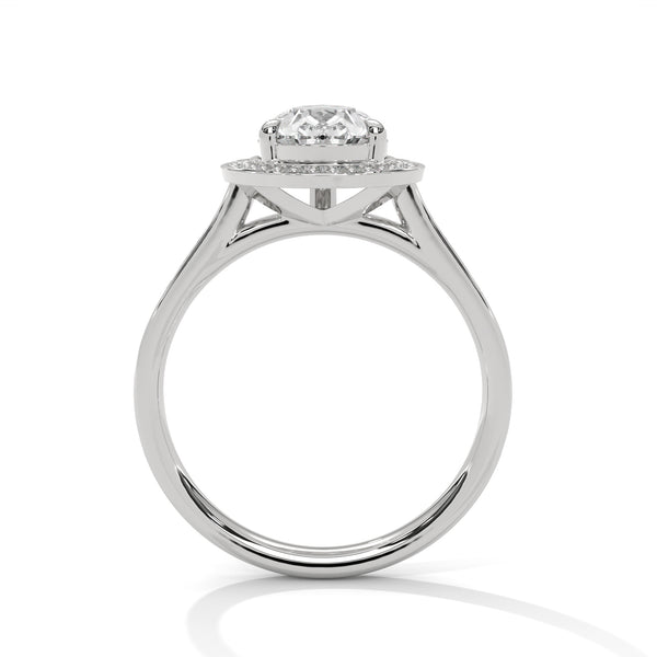2.34 CT Total Pear Cut Lab-Grown Diamond Halo Ring with Pave Band
