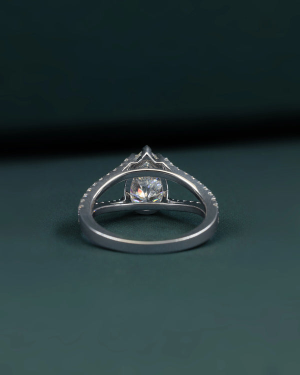 2.35 CTW Pear Cut Pavé Split Shank Lab-Grown Diamond Engagement Ring