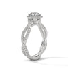 1.48 CT Round Cut Lab-Grown Diamond Halo Ring with Twisted Pavé Band
