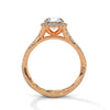 1.48 CT Round Cut Lab-Grown Diamond Halo Ring with Twisted Pavé Band