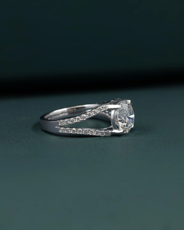 2.57 CTW Round Cut Diamond Split Shank Engagement Ring