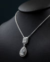 4.03 CTW Pear & Emerald Cut Halo Lab-Grown Diamond Pendant Necklace