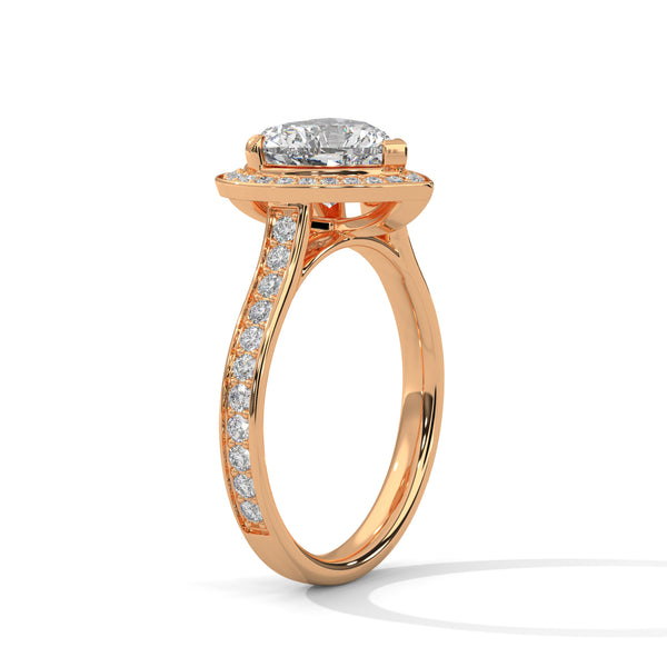 2.46 CT Heart Shape Lab-Grown Diamond Halo Ring with Pavé Band