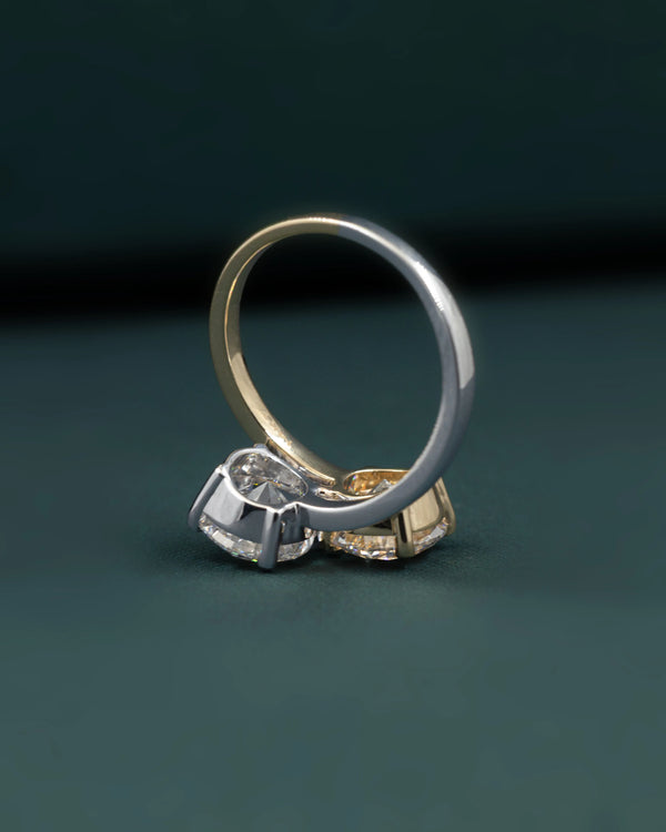 3.42 CT Round Cut CVD Lab-Grown Diamond Two Stone Bypass Ring