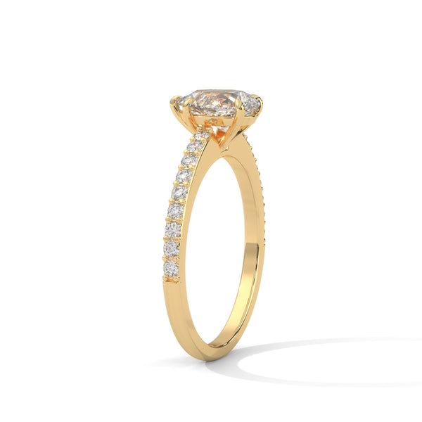 1.50 CT Pear & Round Lab-Grown Diamond Solitaire Ring with Pavé Band
