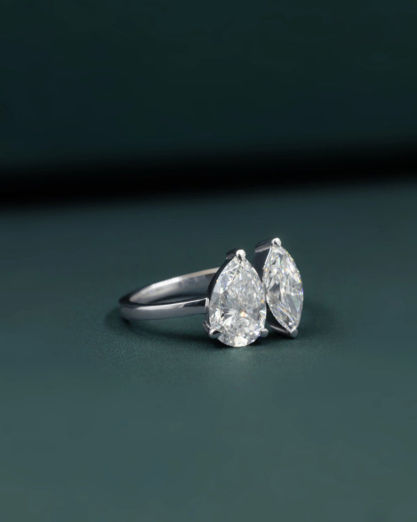 2.58 CTW Toi et Moi Pear & Marquise Cut Lab-Grown Diamond Ring