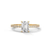 1.25 CT Emerald Cut Lab-Grown Diamond Solitaire Ring with Pavé Band