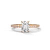 1.25 CT Emerald Cut Lab-Grown Diamond Solitaire Ring with Pavé Band