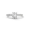 1.25 CT Emerald Cut Lab-Grown Diamond Solitaire Ring with Pavé Band