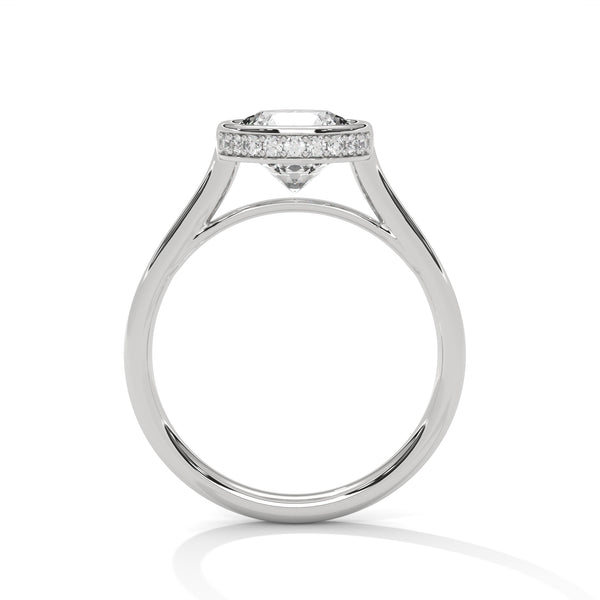 2.14 CT Round Cut Lab-Grown Diamond Bezel Halo Engagement Ring