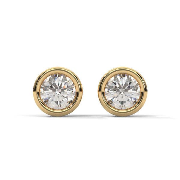 0.50 CT Round Bezel-Set CVD Lab-Grown Diamond Stud Earrings