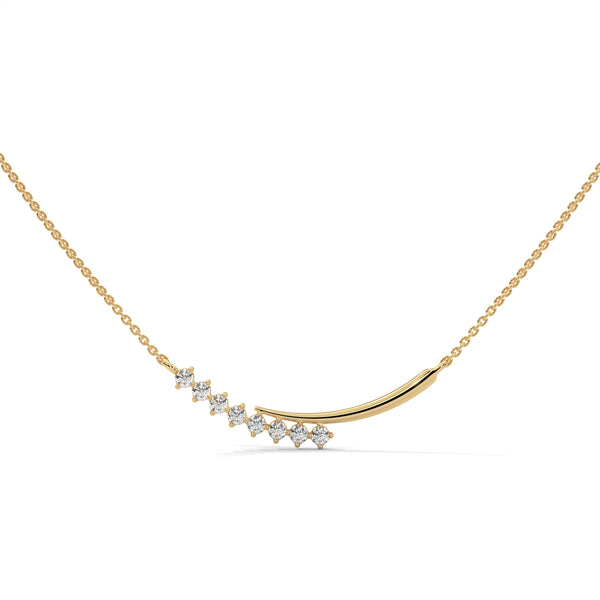 0.20 CT Curved Bar Lab-Grown Diamond Pendant Necklace in Gold