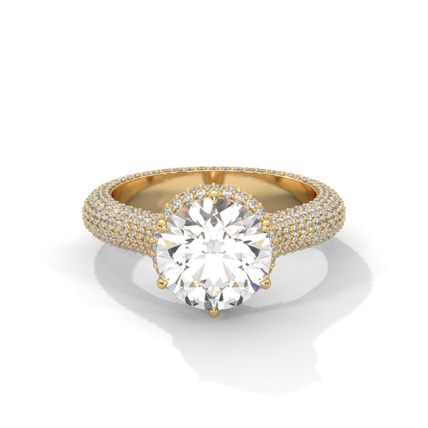 5.17 CT Round Lab-Grown Diamond Micro Pave Halo Solitaire Ring