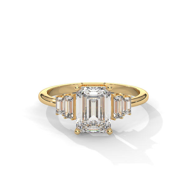 2.19 CT Emerald Cut Lab-Grown Diamond Three-Stone Ring