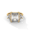 4.05 CT Radiant Cut Lab-Grown Diamond Three-Stone Ring with Trapezoid Side Stones
