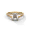 1.93 CT Emerald Cut Lab-Grown Diamond Split Shank Ring with Round Pave Accents