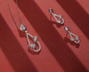 2.30 CT Marquise, Pear, Round & Oval Lab-Grown Diamond Drop Pendant & Earring Set