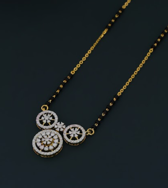 1.27 CT Round Lab-Grown Diamond Mangalsutra Pendant & Earring Set