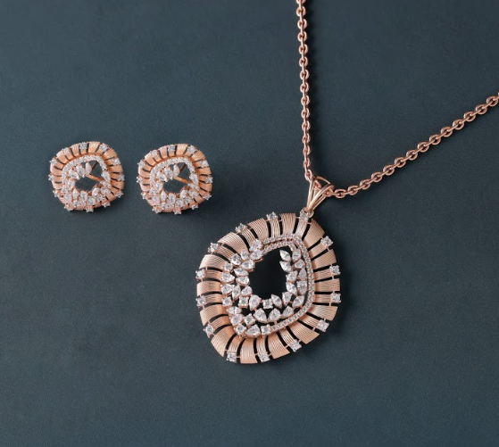 4.93 CT Multi-Shape Lab-Grown Diamond Textured Halo Pendant & Earring Set