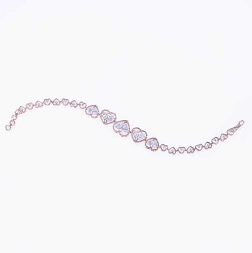 2.52 CT Pear & Round Lab-Grown Diamond Heart Bracelet