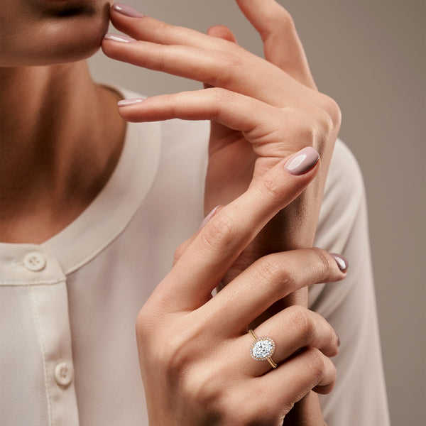 2.14 CT Total Oval Lab-Grown Diamond Halo Ring