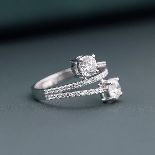 1.32 CT Total Round Lab-Grown Diamond Open Wrap Ring with Pavé Band