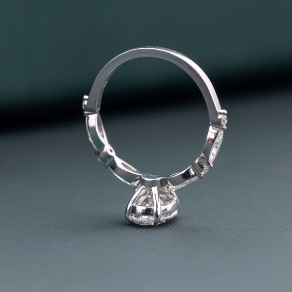 1.60 CT Oval Lab-Grown Diamond Engagement Ring with Marquise Side Diamonds