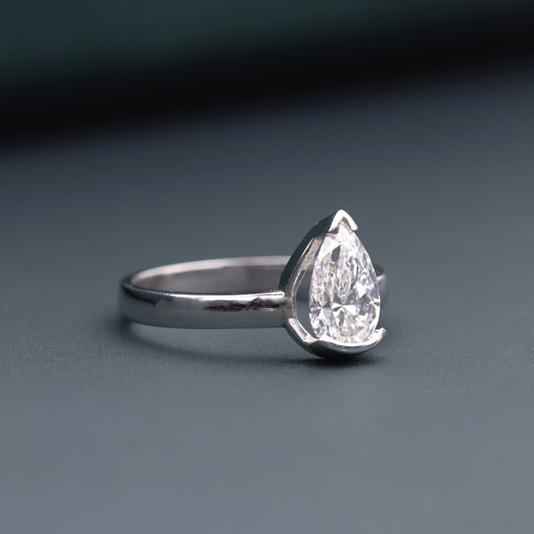 1.00 CT Pear Cut Lab-Grown Diamond Solitaire Ring