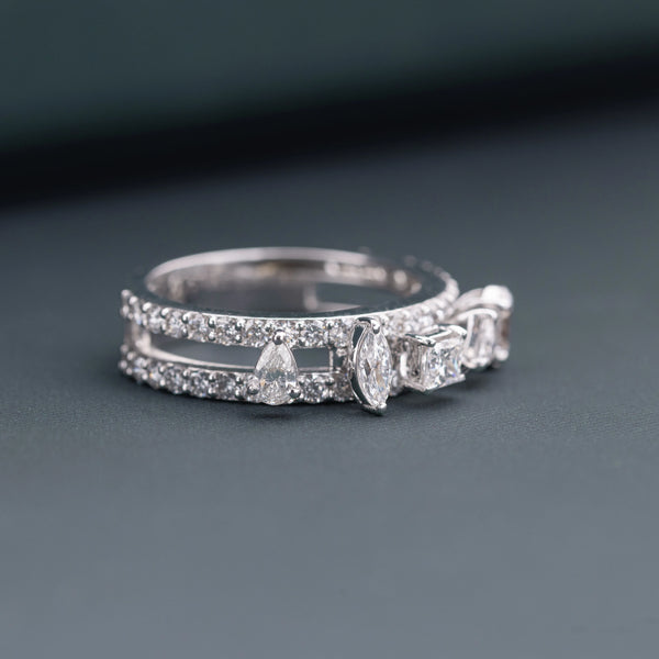 1.60 CT Multi-Shape Lab-Grown Diamond Band Ring with Oval, Princess, Marquise & Pear Diamonds