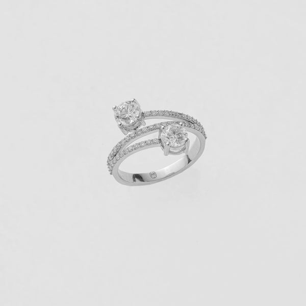 1.32 CT Total Round Lab-Grown Diamond Open Wrap Ring with Pavé Band