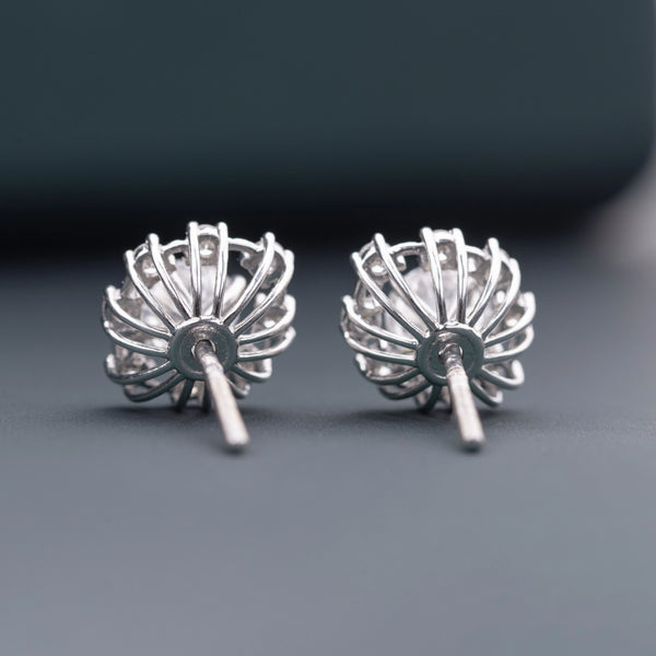 2.29 CTW Round Brilliant Floral Halo CVD Lab-Grown Diamond Stud Earrings