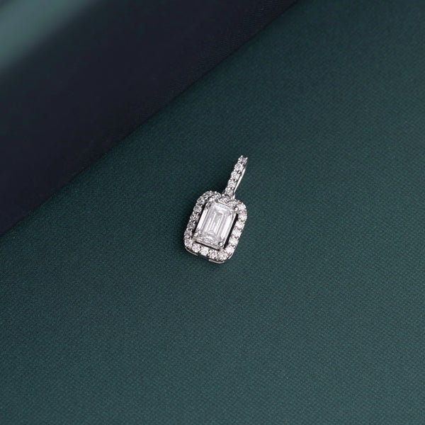1.30 CT Emerald Cut Halo Lab-Grown Diamond Pendant
