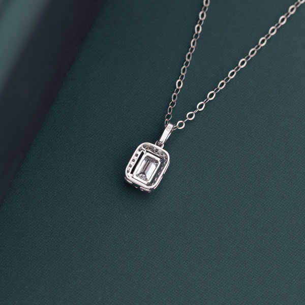 1.30 CT Emerald Cut Halo Lab-Grown Diamond Pendant