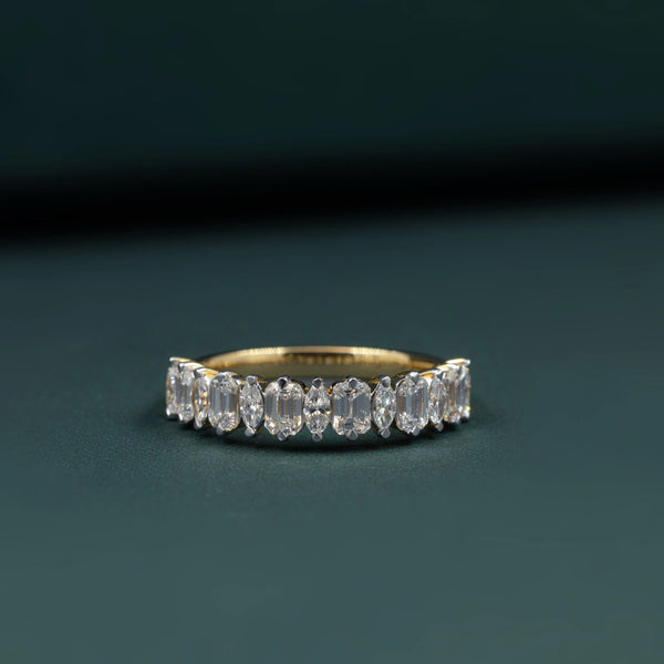 1.145 CT Emerald & Marquise Cut CVD Lab-Grown Diamond Eternity Band Ring