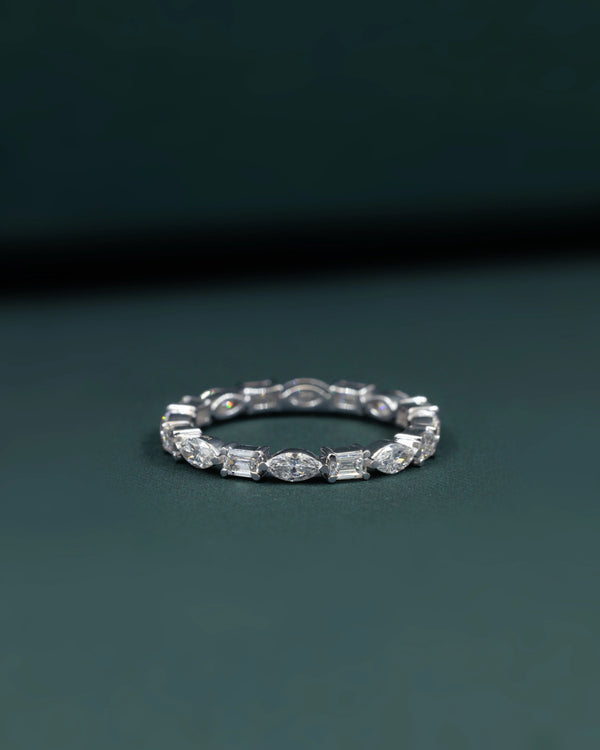 1.21 CTW Pear & Emerald Cut CVD Lab-Grown Diamond Eternity Ring