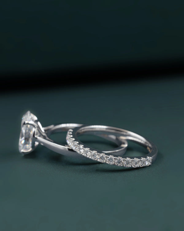 2.37 CTW Pear & Emerald Cut Lab-Grown Diamond Pave Engagement Ring