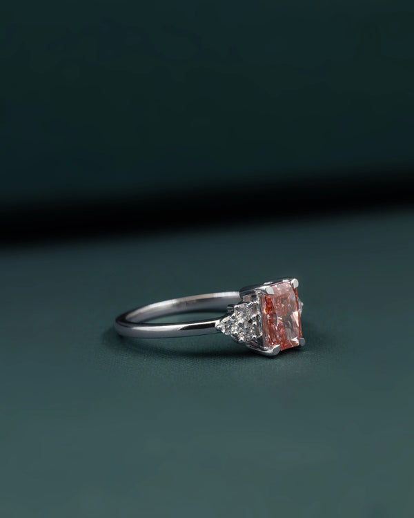 1.24 CTW Radiant Cut Pink Lab-Grown Diamond Three Stone Ring in Gold