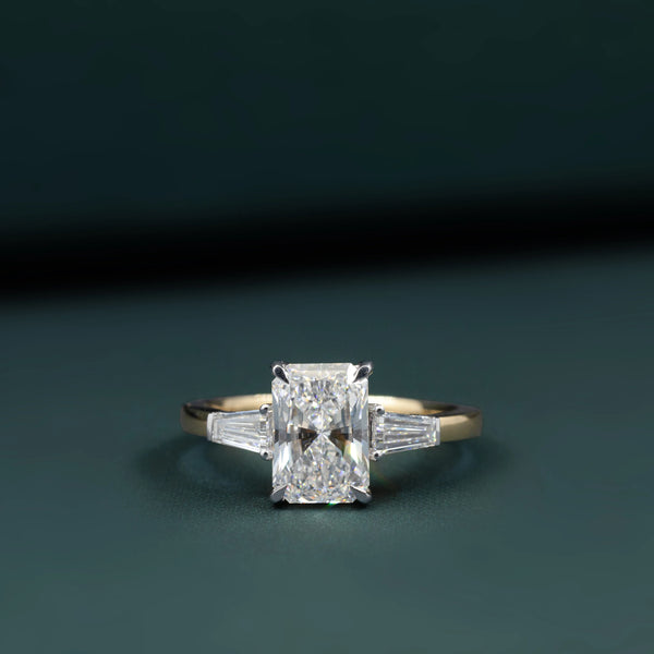 1.61 CTW Radiant-Cut CVD Lab-Grown Diamond Three-Stone Engagement Ring