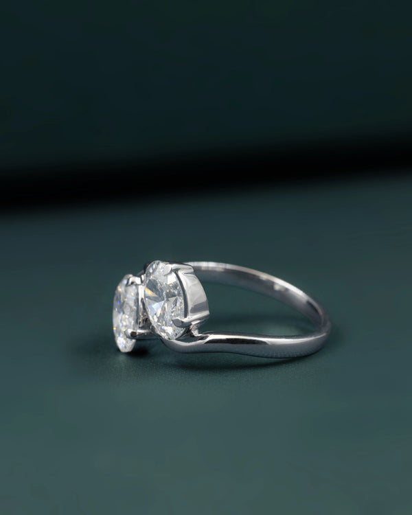 2.08 CTW Oval Cut Lab-Grown Diamond Bypass Solitaire Ring