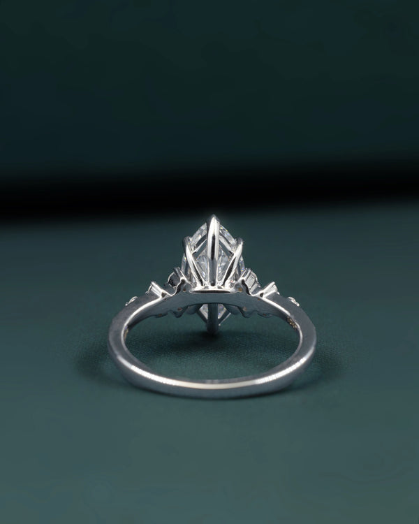 2.20 CTW Marquise Cut Lab-Grown Diamond Floral Accent Engagement Ring in Gold