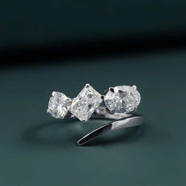 2.37 CTW Mixed-Cut Three Stone Lab-Grown Diamond Ring