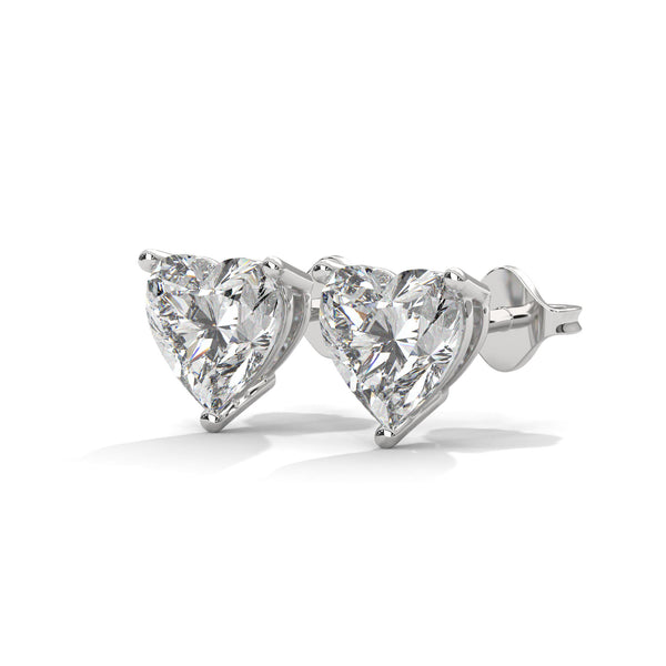 2.25 CT Heart Shape Lab-Grown Diamond Stud Earrings